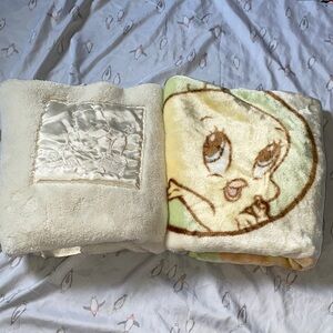 Charming Cream Cartoon Character Throw Blanket